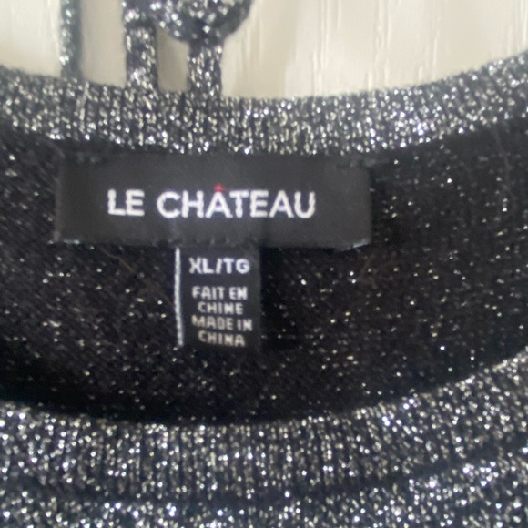 LA CHATEAU - Black Sparkle w/ Silver Bling Detail, Uneven Hem Line - Picture 7 of 11